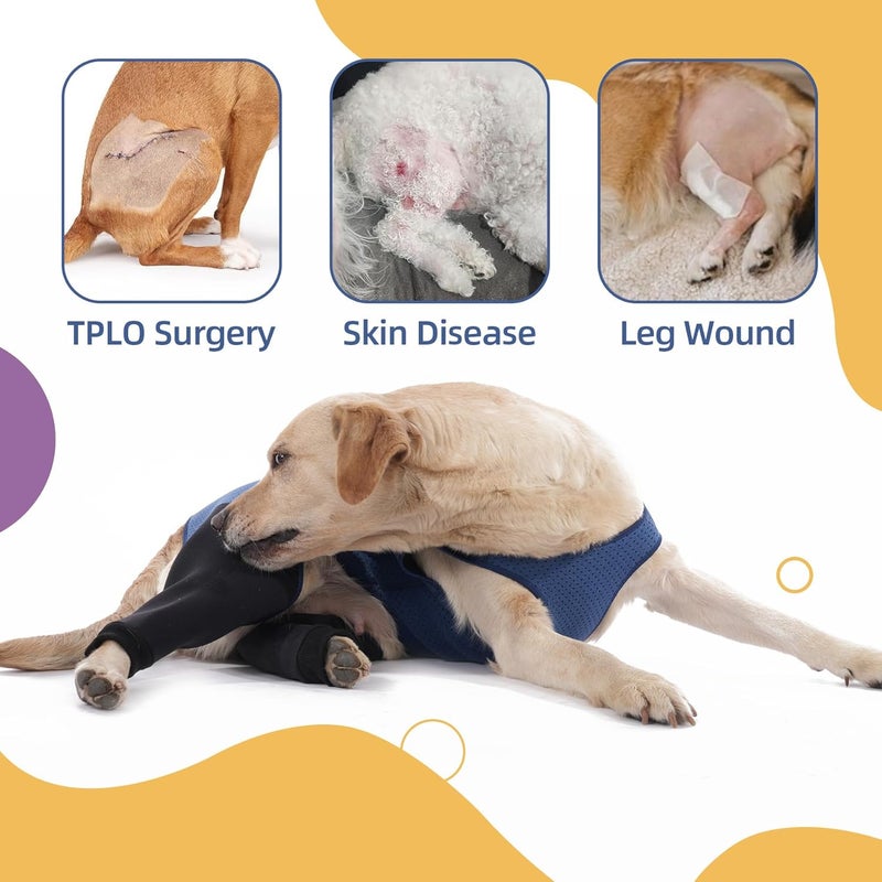 Yoneba Dog Hind Leg Recovery Sleeve Dog Recovery Suit Breathable Sleeve to Stop Licking and Biting Firm and Secure, Adjustable Size, Comfortable Alternative to Cone Collars (Rear Both Leg，Large) - Image 3